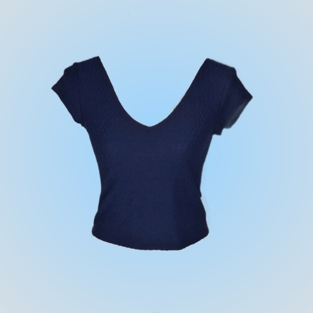 SO Navy Blue V Neck Crop Top